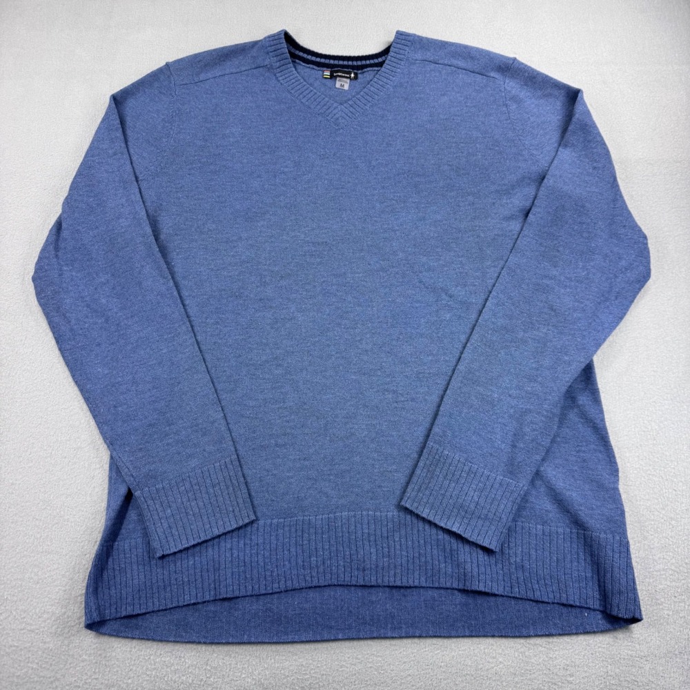 Smartwool Mens V-Neck Merino Wool Blend Sweater Blue SW016432 F22 Size M